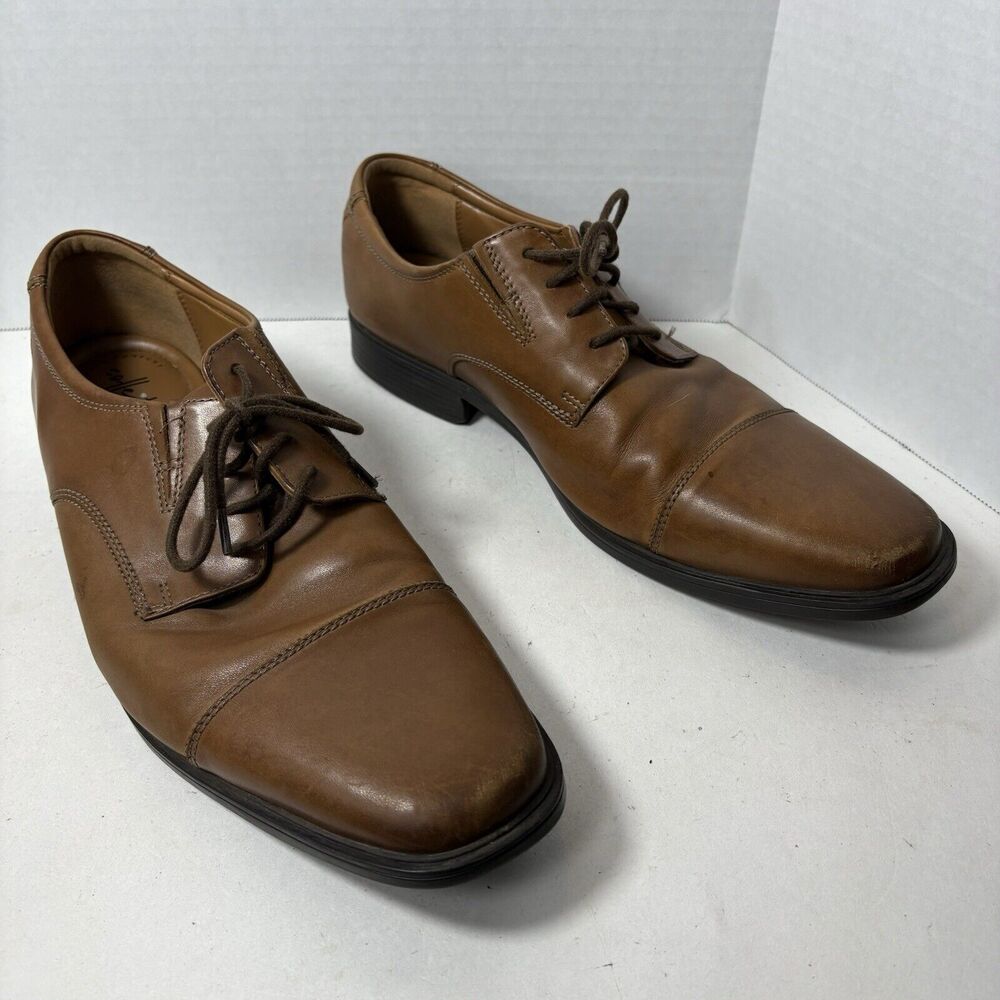 Clarks Collection Shoes Mens Size 11.5 Brown Oxfords Dress Whiddon Cap 15770 F2
